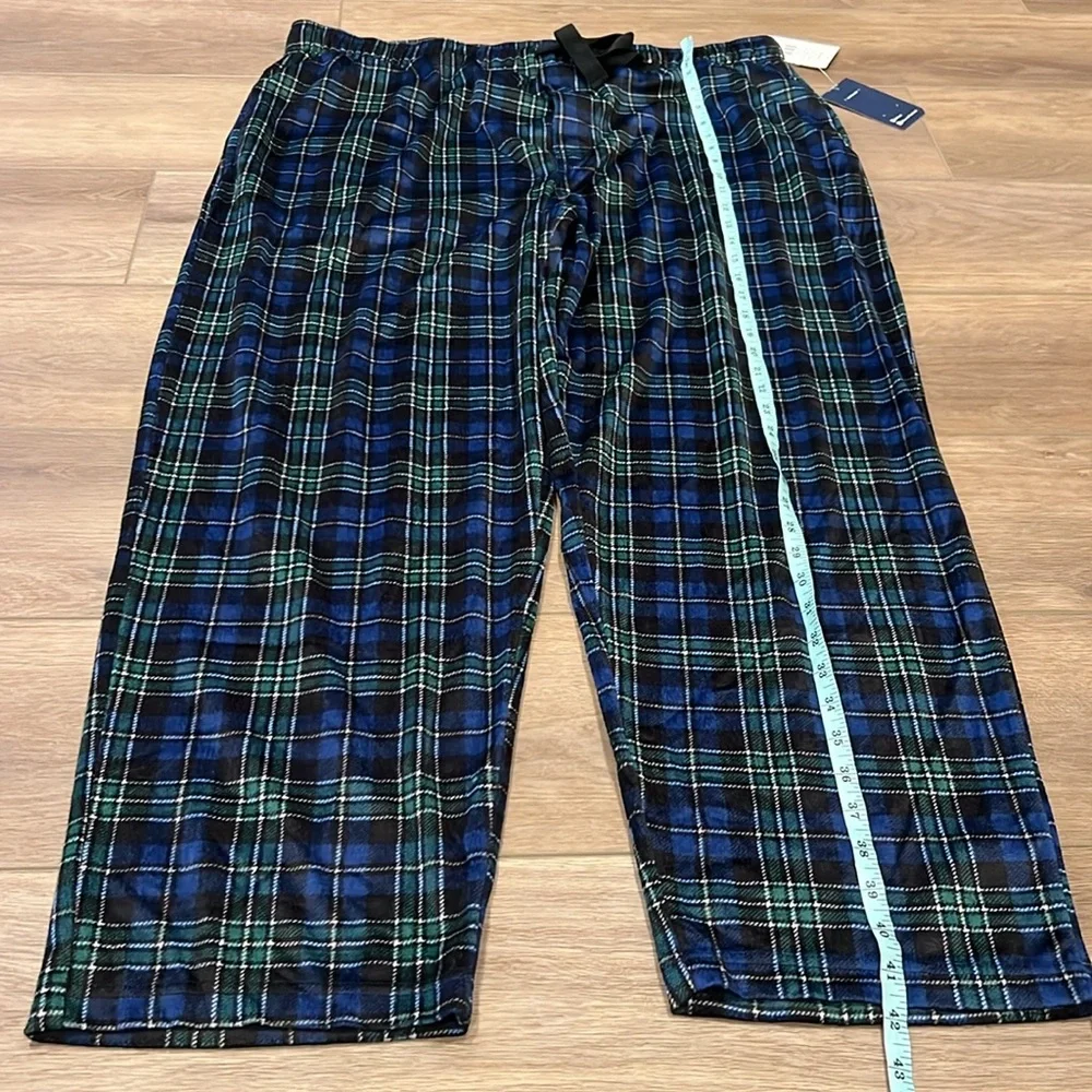 NWT Chaps Sleepwear Navy and Green Plaid Super Soft Pajama Bottoms XL